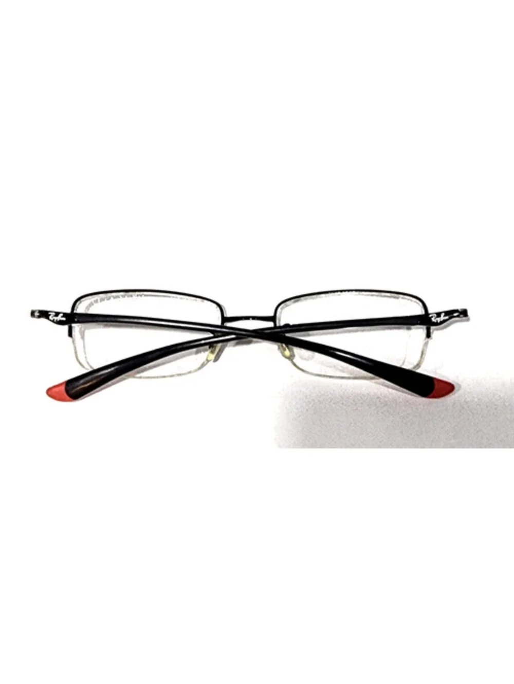 Ray Ban RB7512 1012 Black Metal Red Rectangle Eyeglasses 49-19 140
